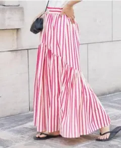 【CIAOPANIC TYPY】ドロストギャザーストライプボリュームスカート