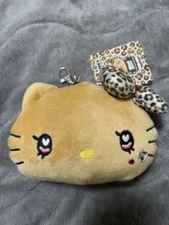 ハローキティ　フェイスリールパスケース　ギャル　ブラウン