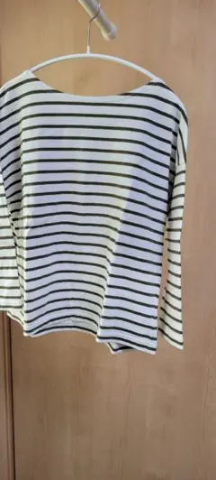 ユナイテッドアローズ  ボートネック ストライプ 八分袖トップス