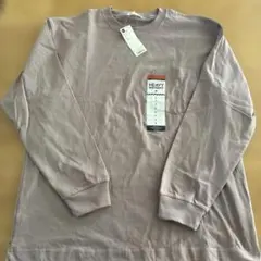 GU ヘビーウェイトクルーネック長袖Tシャツ パープル Lのサムネイル