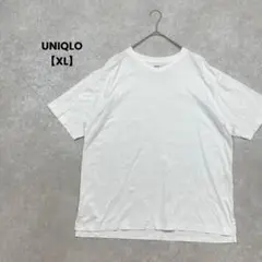a1954＊UNIQLO 半袖クルーネックTシャツ　白【XL】無地　綿100%