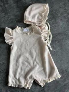 フリル付きロンパース・帽子セット
