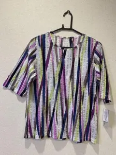 ストライプ柄 半袖チュニック M-L 日本製