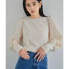 ◆2024-25秋冬◆ 布帛スリーブドッキングニットプルオーバー