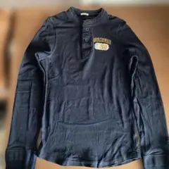 アバクロンビー&フィッチ ネイビーヘンリーネック長袖カットソー