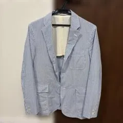 BEAMS PLUS テーラードジャケット ストライプ M Blue