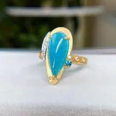 大粒パライバトルマリン　豪華オリジナルデザインリング 4.010ct
