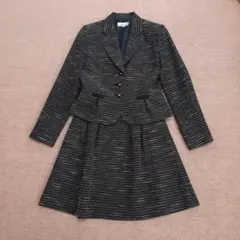 美品　ツイードスーツ３点セット　ネイビー　卒業式　入学式