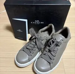 COACH グレージュ レザー スニーカー