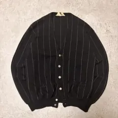 60s vintage ブラックカーディガン Vネック ストライプ モード - メルカリ