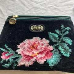 FEILER 花柄刺繍ポーチ