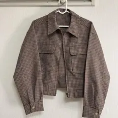 GU チェック柄 クロップドジャケット