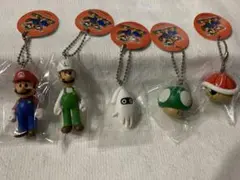 マリオ・ルイージ・ゲッソー・1UPキノコ・赤甲羅 ストラップ 5個セット