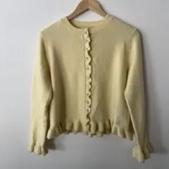 ZARA ザラフリルデザイン イエローカーディガン L