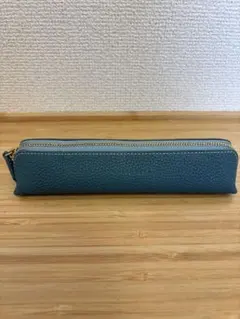 ボナベンチュラ ペンケース グレージュ シュリンクレザー ロゴ型押し