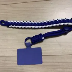 パラコード ストラップ タグホルダー付き 青×白