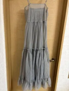グレー キャミソール シースルー ロングワンピース