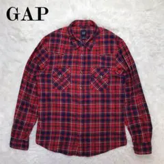 OLD GAP 00s ウエスタン フランネルシャツ チェック レッド ネイビー