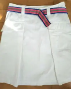 ラルフローレン ベルト付き ボックス コットン スカート 11 L 白