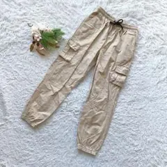 ✨良品✨ (F) ジョガーカーゴパンツ ウエストゴム ドロスト ハイウエスト