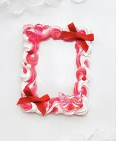 ホイップデコ　B8硬質トレカケース　赤　白　ミックス　リボン