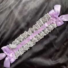 【訳あり】ヘッドドレス 薄パープル×ホワイト