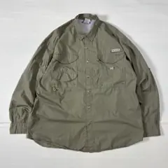 コロンビア フィッシングシャツ Lサイズ 濃いグレー ゆるダボビッグシルエット