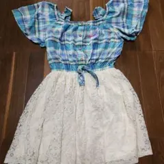 Fiorucci チェック柄オフショルダー半袖ワンピース 100cm~