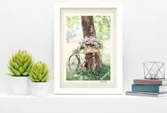 花と自転車【Ａ４サイズ】