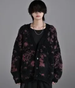 BOUCLE SHAGGY KNIT REVERSIBLE CARDIGAN