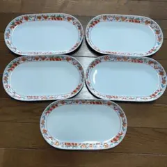 ヤマカ陶器　金彩赤絵唐草　多用皿　オーバルプレート　長皿　楕円皿　美濃焼のサムネイル