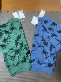 恐竜 トレーナー 2枚セット 青緑 120