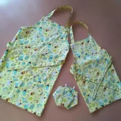 動物柄 親子エプロン 2枚セット 鍋つかみ付き　（ハンドメイド）