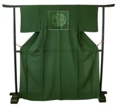 夏物　絽正絹訪問着　深緑 絽訪問着[緑にトンボ]｜着物レンタルあき (来店着付け無料・全国配送無料)