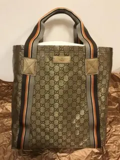 【新品未使用】GUCCI GGパターン トートバッグ ゴールド　経年劣化あり