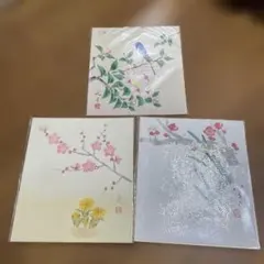 未開封日本画セット 鳥と花の絵画 3枚未開封