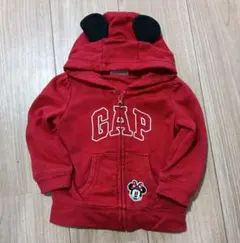 GAP ディズニー　ミッキーマウス　耳付きパーカー 赤　男女　春　秋　80cm