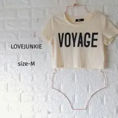 300円〜LOVE JUNKIE レディーストップスクロップドTシャツ M　黄色のサムネイル