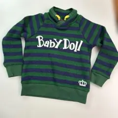 BABY DOLL 緑・紺ストライプ セーター 110①