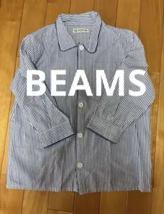 BEAMSビームス 青ストライプパジャマシャツ　8分丈3回使用のサムネイル