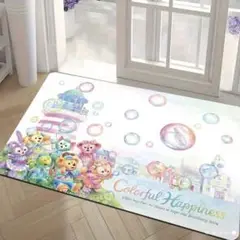 ディズニー ダッフィー　フランネル　玄関マット　 カラフルハピネス