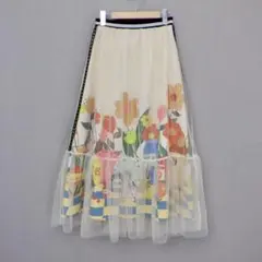 新品タグ付 スカラー　152754：3柄展開チュール重ねスカートのサムネイル