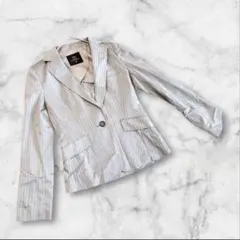 イネド　テーラードジャケット　グレー　ストライプ　スーツ　春夏　Mサイズ