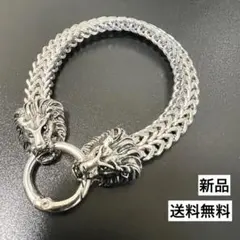 ライオンヘッド シルバーチェーンブレスレット y2kアクセサリー