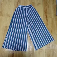 Mサイズ ストライプ ワイドパンツ レディース