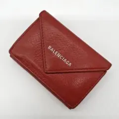 BALENCIAGA バレンシアガ 三つ折り ペーパーミニウォレット レザー 赤のサムネイル