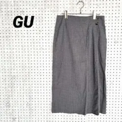 GU ジーユー 千鳥格子 ラップスカート ロングスカート グレー系 M