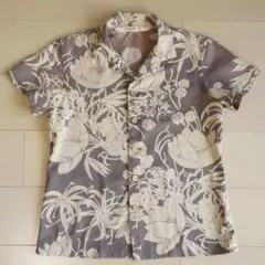 45RPM コットン100% アロハシャツ 花柄 グレー サイズ2 日本製