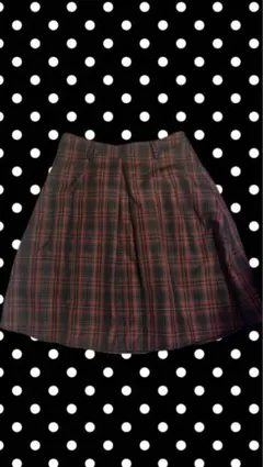 赤 チェック プリーツスカート