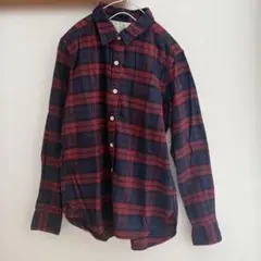 無印良品　チェックシャツ　レディース　M フランネルシャツ　ネイビー　長袖　M